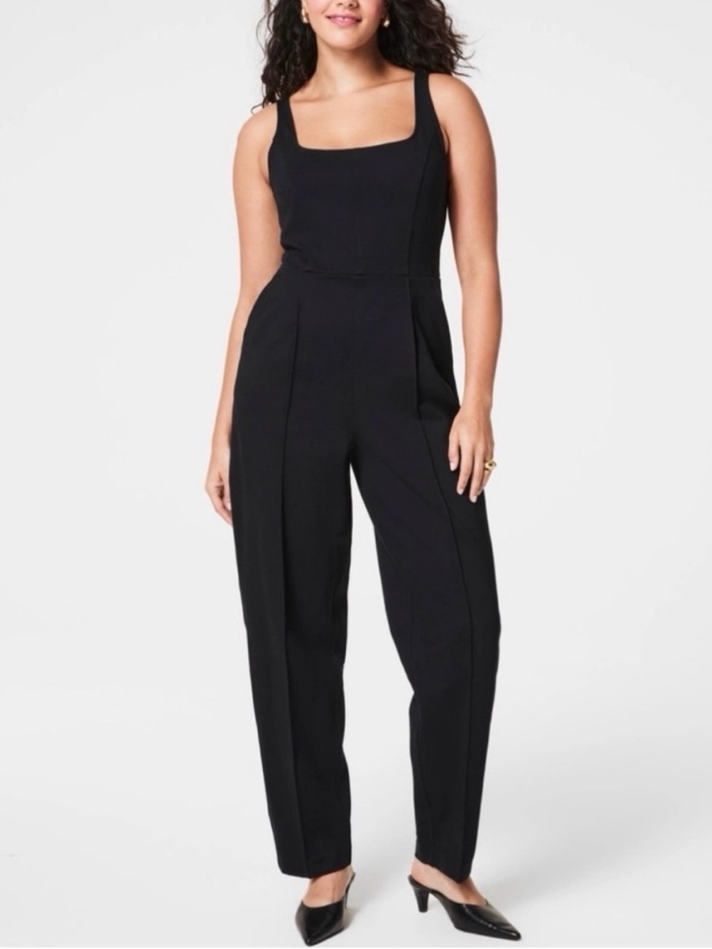 Spanx Black Corset Barrel Leg Ponte Jumpsuit